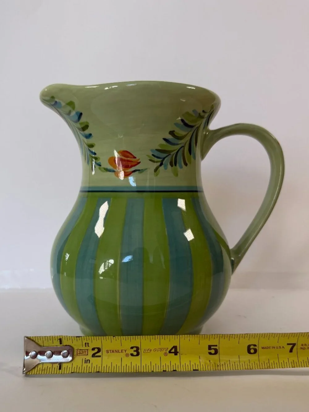 Southern Living at Home Gail Pittman Hand Painted Pitcher  - Provence/Green
